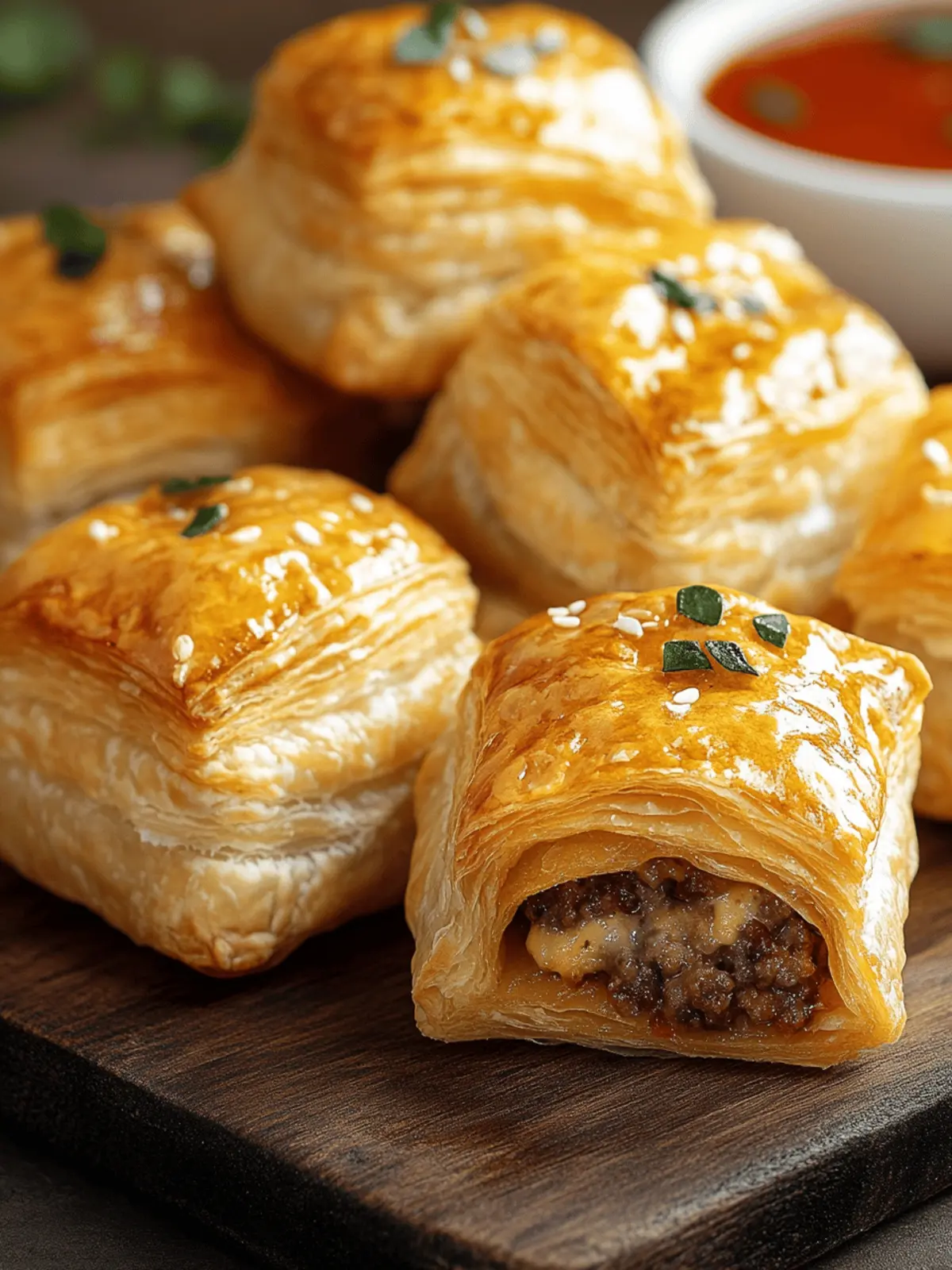 Cheeseburger Puff Pastry Bites