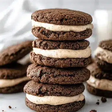 Brownie Sandwich Cookies with Cookie Dough Frosting