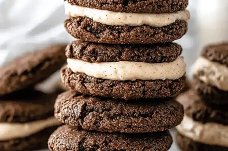 Brownie Sandwich Cookies with Cookie Dough Frosting