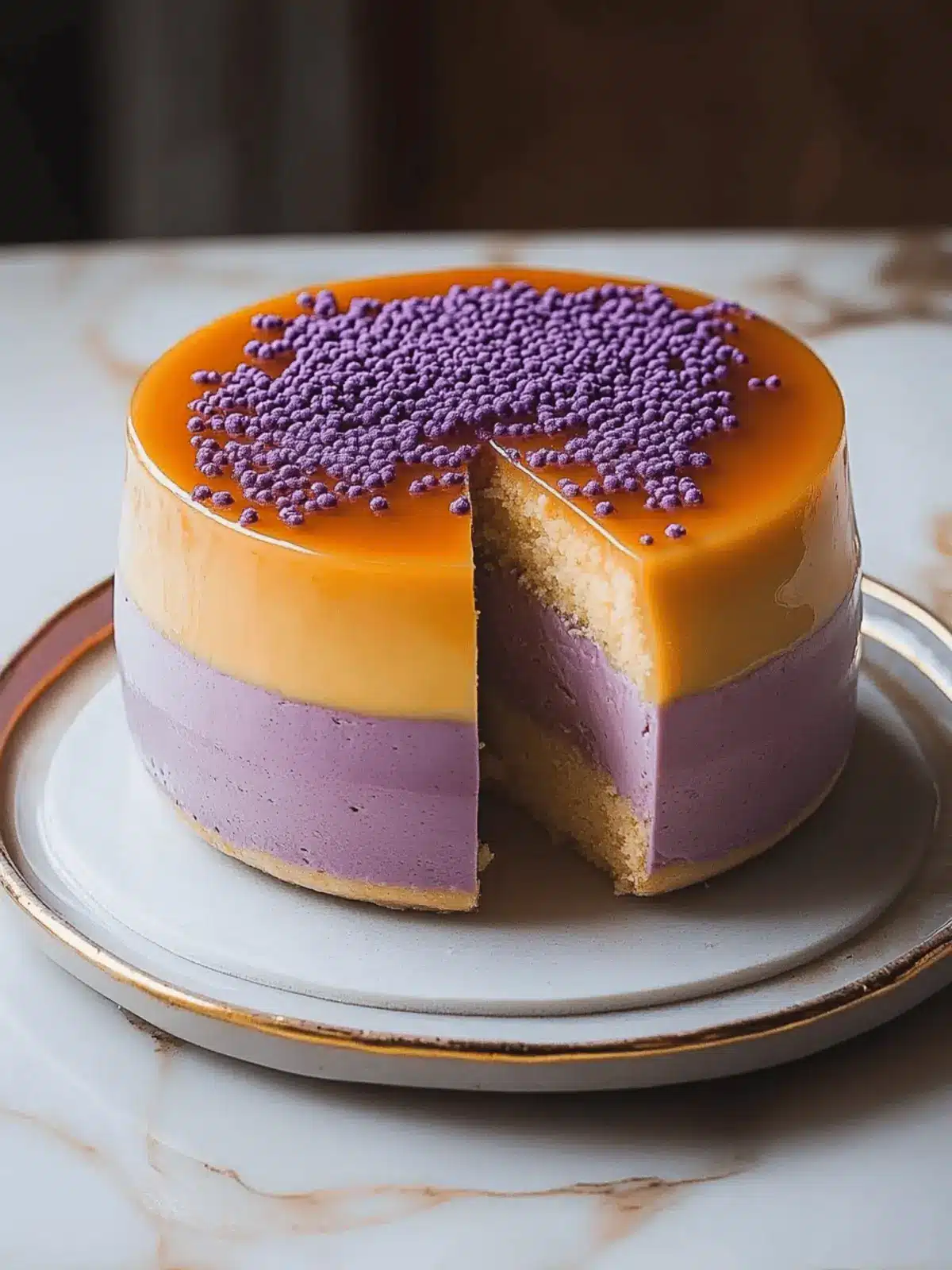 Ube Leche Flan Layer Cake
