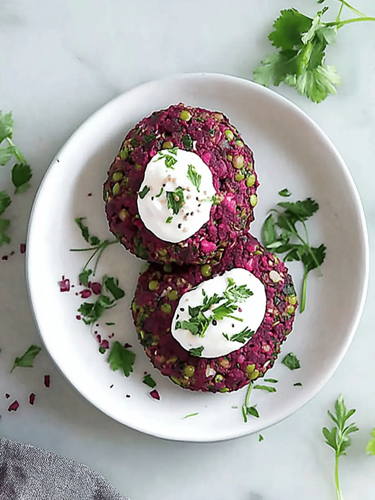 Beet and Green Lentil Cakes