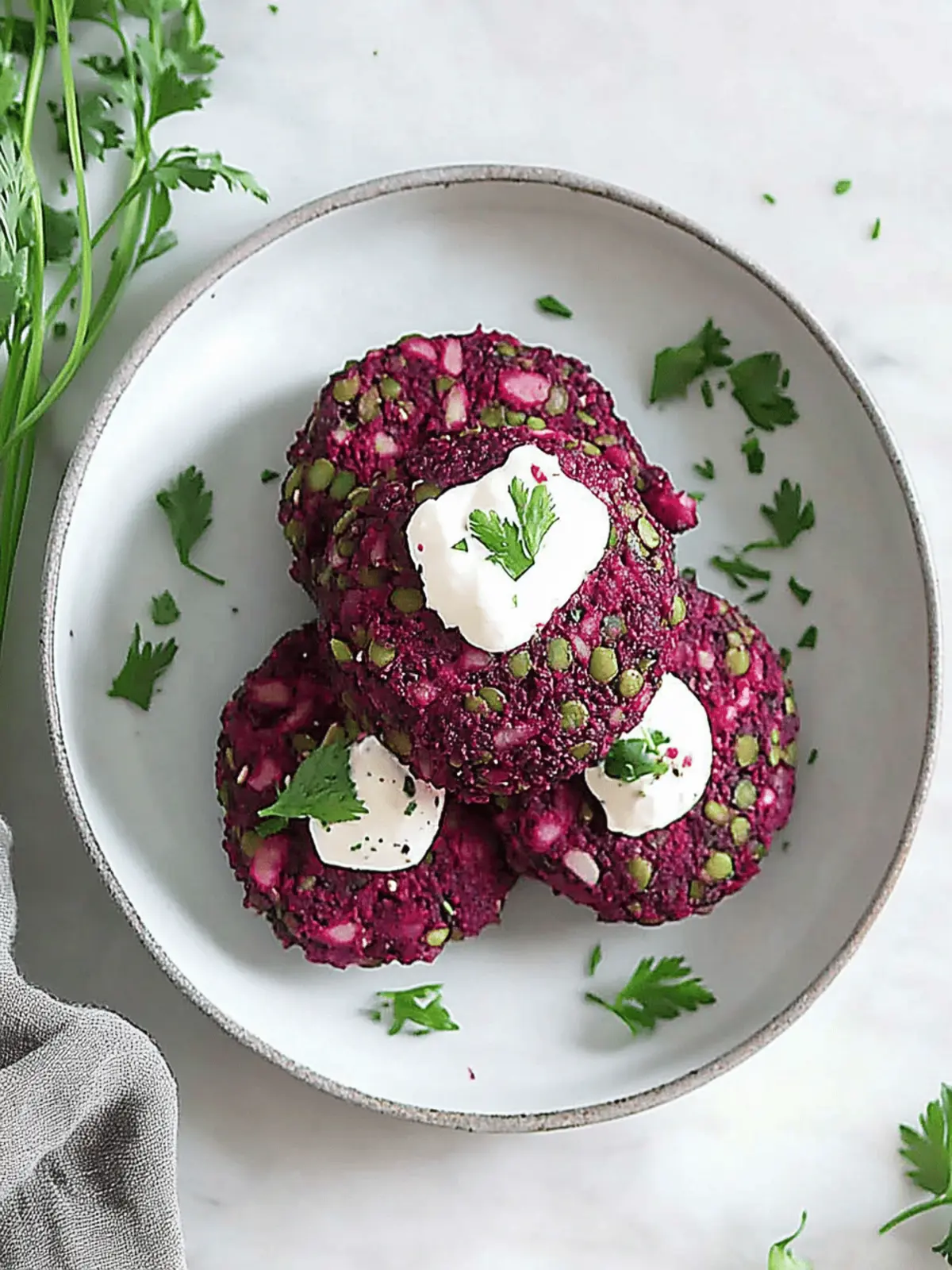 Beet and Green Lentil Cakes