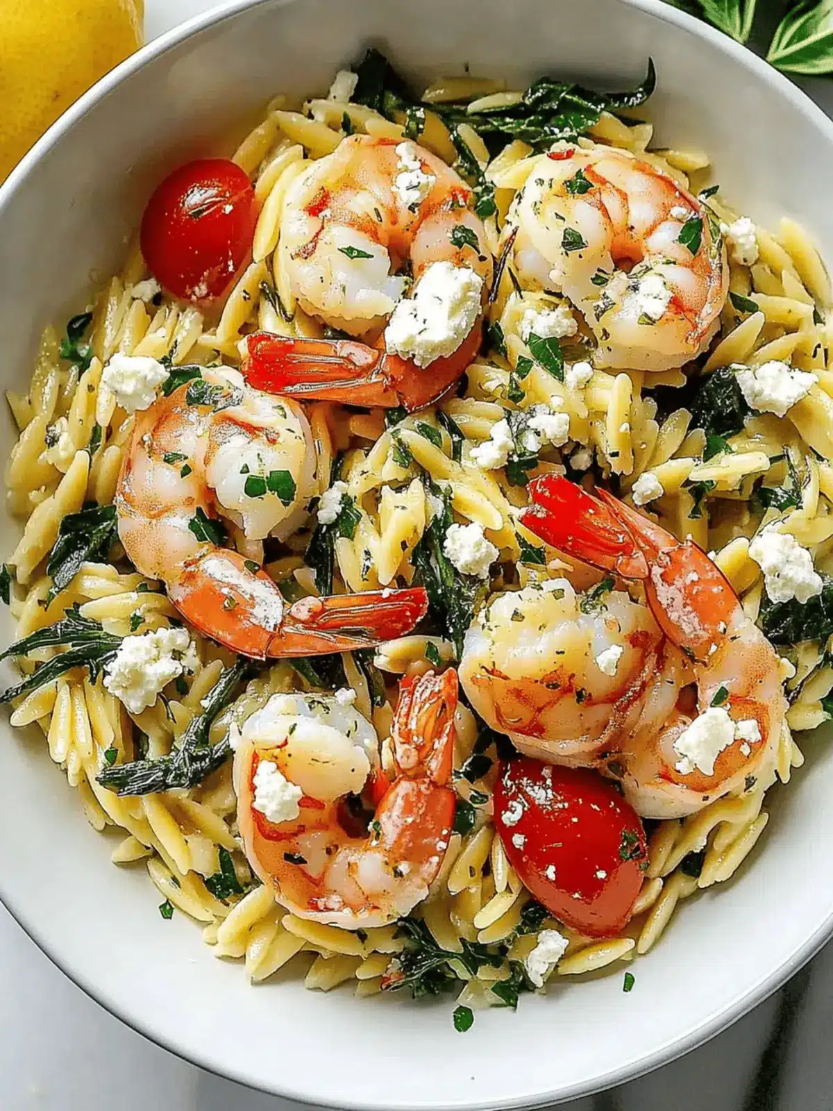 Lemon Feta Orzo Shrimp