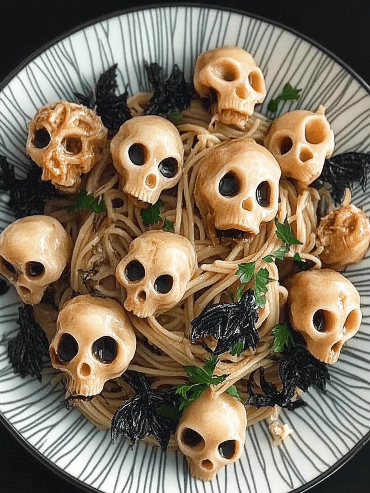Mushroom Skulls Spooky Pasta
