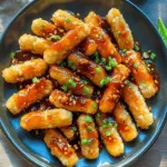 Crispy Rice Cakes with Spicy Peanut Sauce