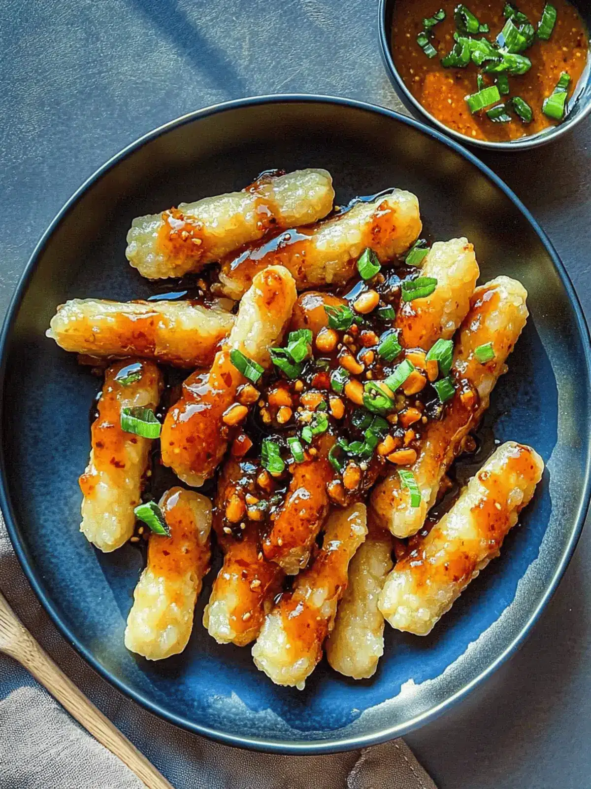 Crispy Rice Cakes with Spicy Peanut Sauce