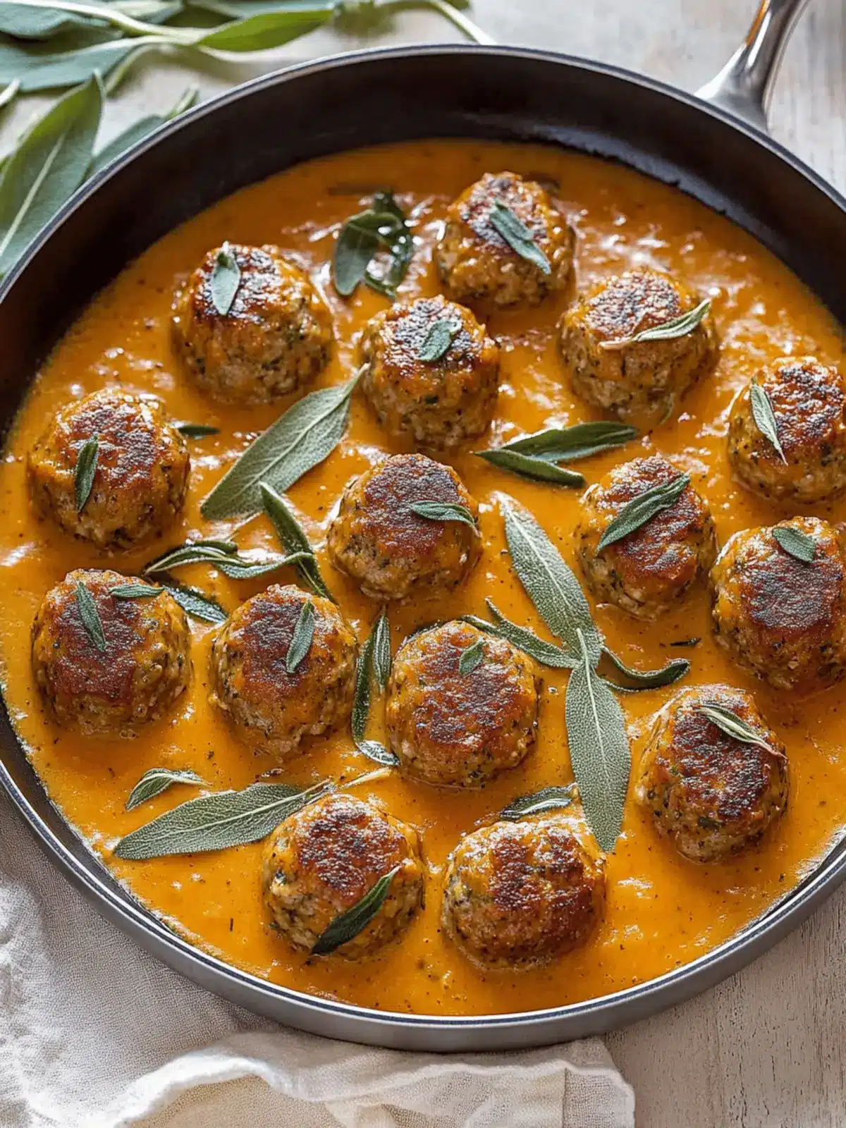 Turkey Meatballs in Pumpkin Sage Sauce