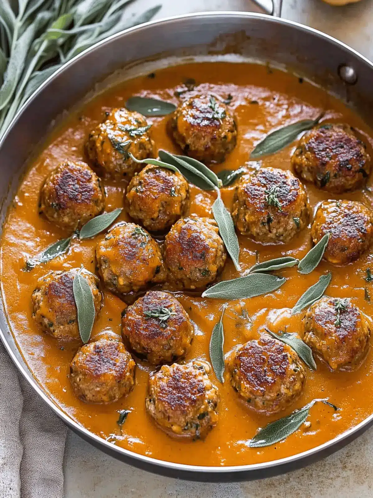 Turkey Meatballs in Pumpkin Sage Sauce