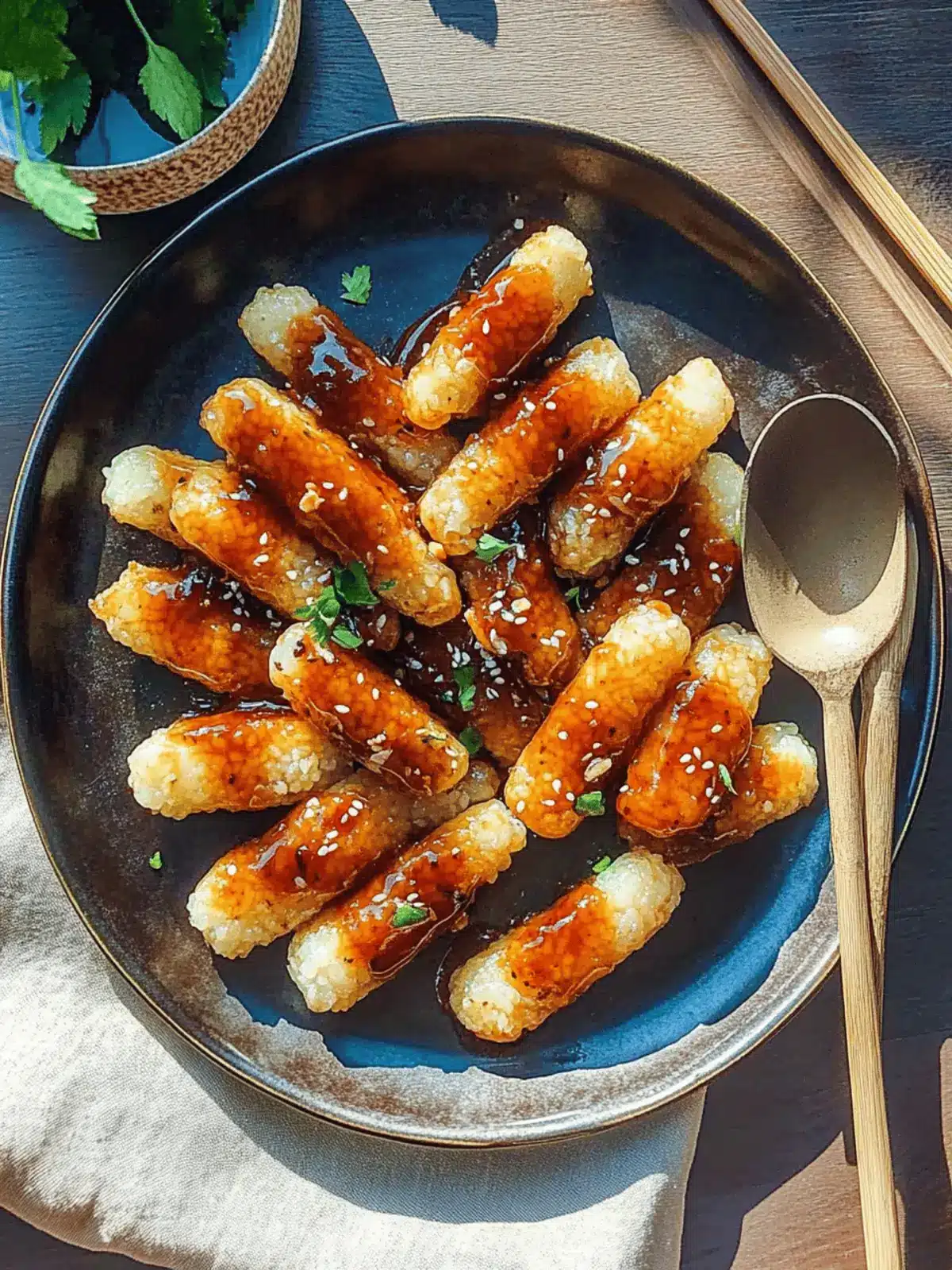 Crispy Rice Cakes with Spicy Peanut Sauce