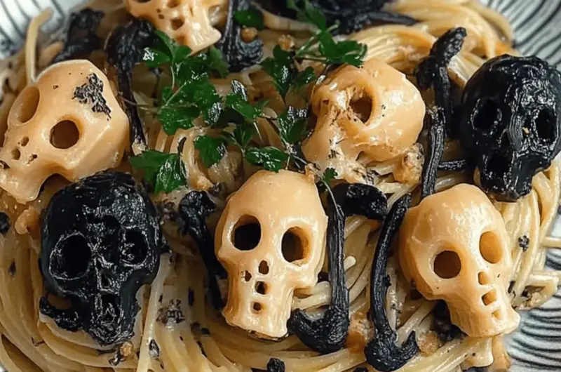 Mushroom Skulls Spooky Pasta