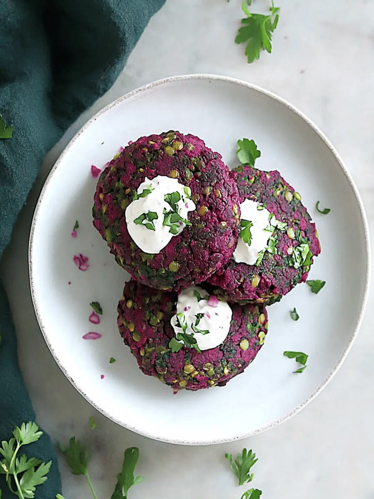 Beet and Green Lentil Cakes
