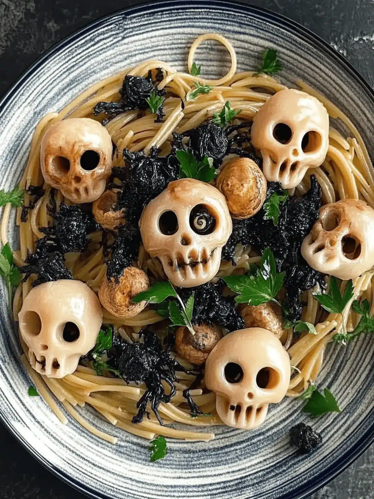 Mushroom Skulls Spooky Pasta