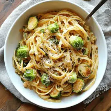 Vegan One Pot Creamy Garlic Brussels Sprouts Pasta