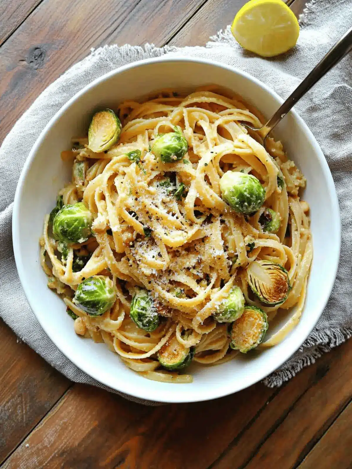Vegan One Pot Creamy Garlic Brussels Sprouts Pasta