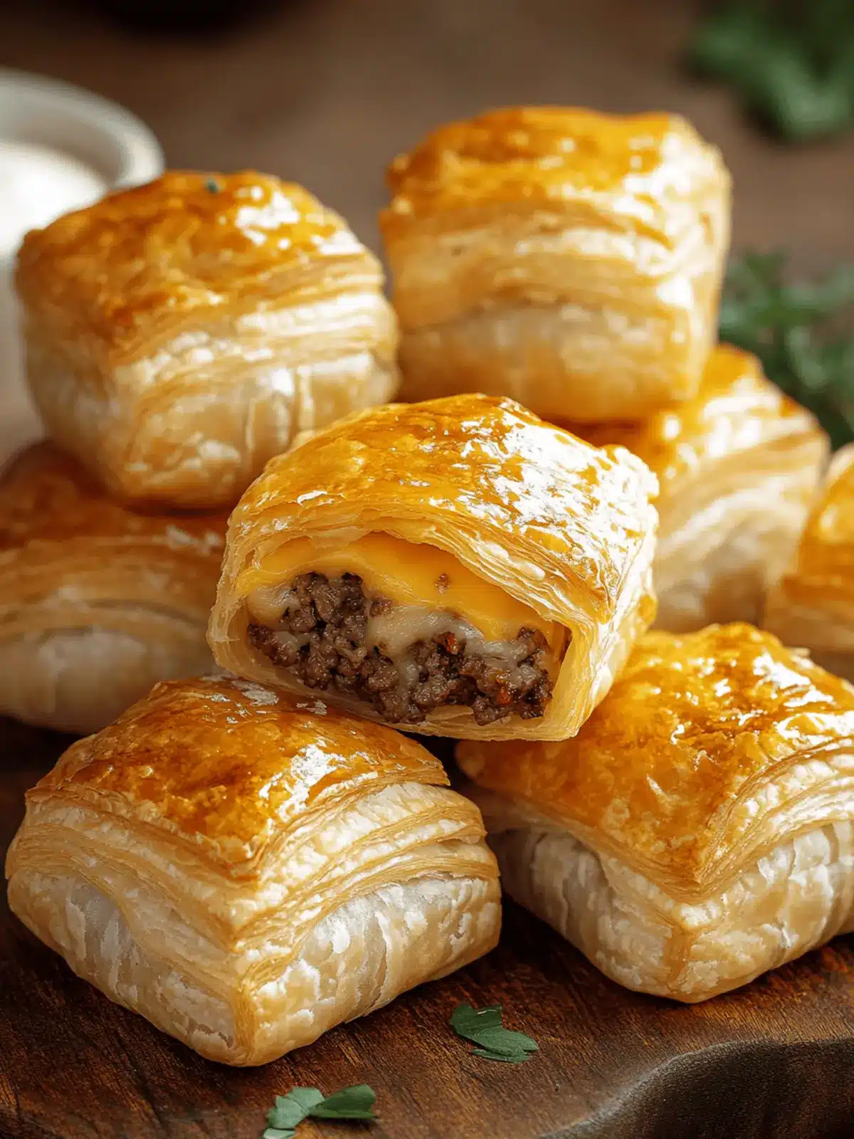 Cheeseburger Puff Pastry Bites
