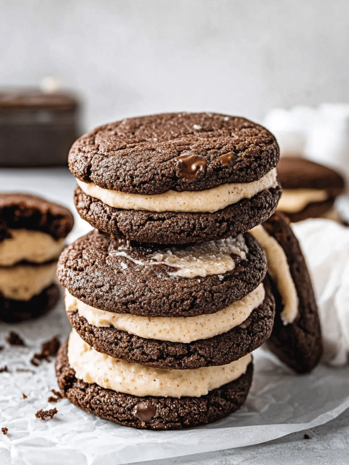 Brownie Sandwich Cookies with Cookie Dough Frosting