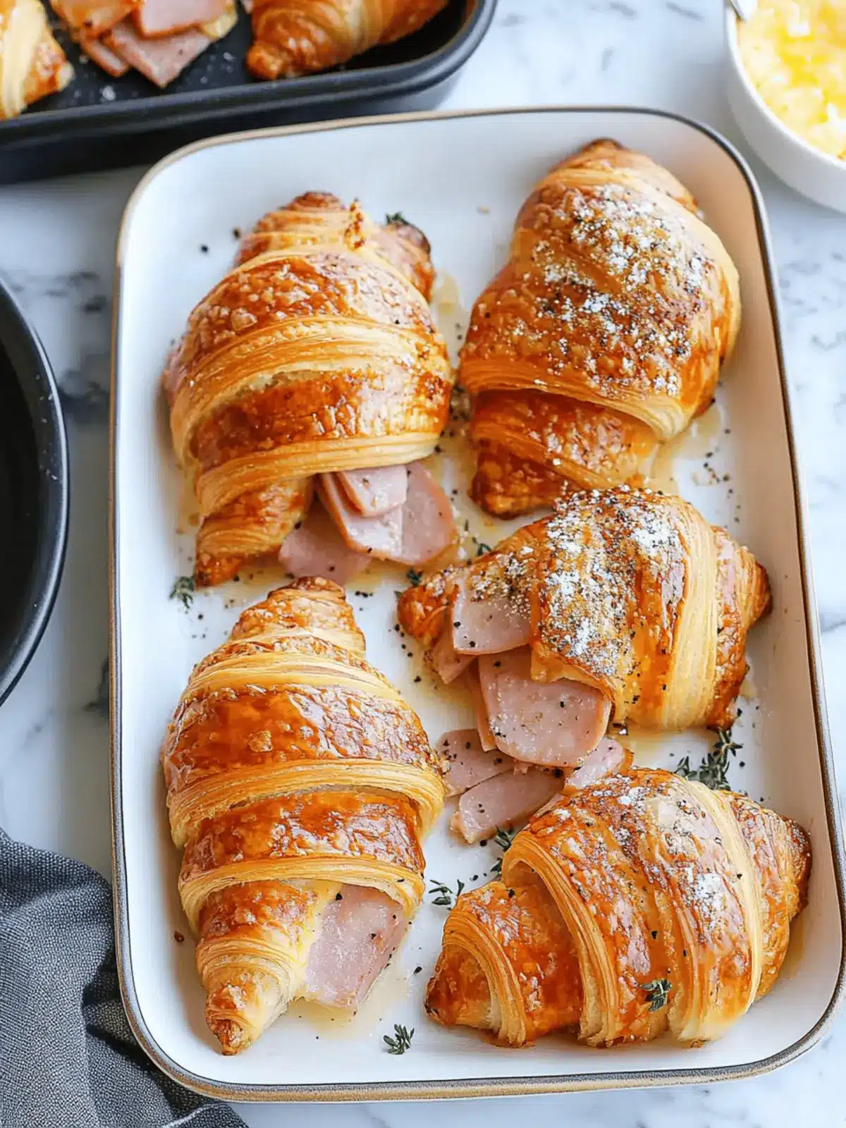Baked Ham and Cheese Croissants