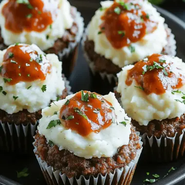 Meatloaf Cupcakes with Mashed Potato