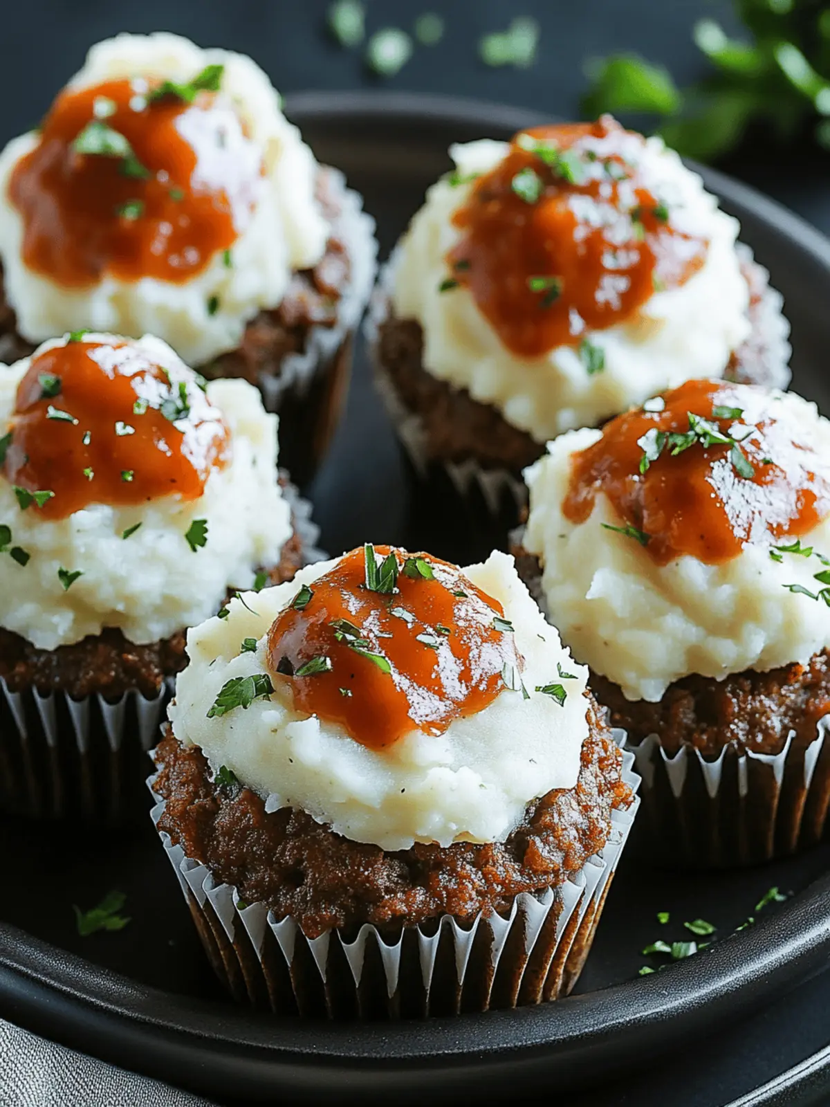 Meatloaf Cupcakes with Mashed Potato