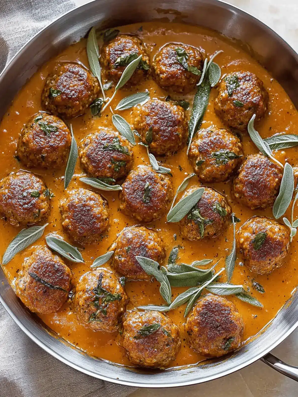Turkey Meatballs in Pumpkin Sage Sauce