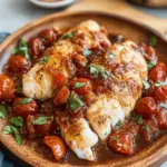 Pan Seared Cod with Tomato Balsamic Sauce