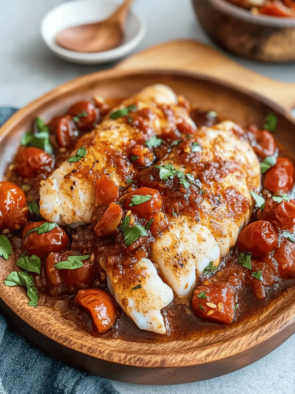 Pan Seared Cod with Tomato Balsamic Sauce