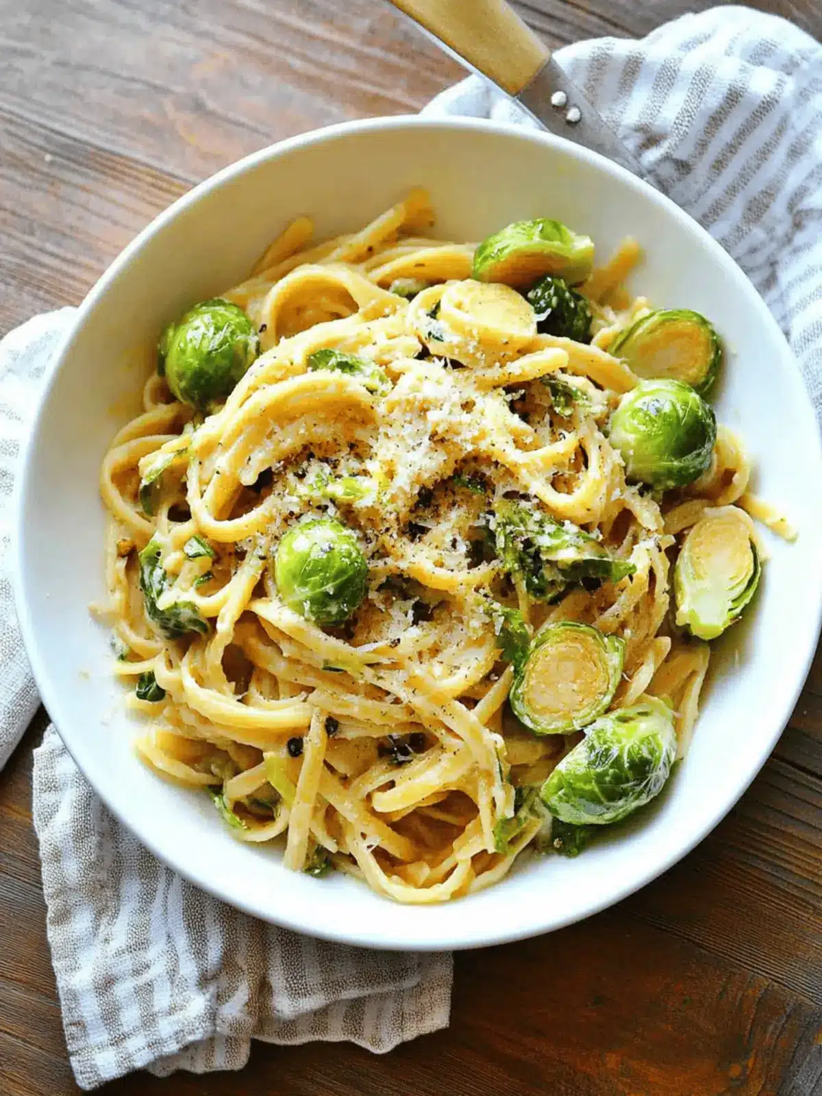 Vegan One Pot Creamy Garlic Brussels Sprouts Pasta