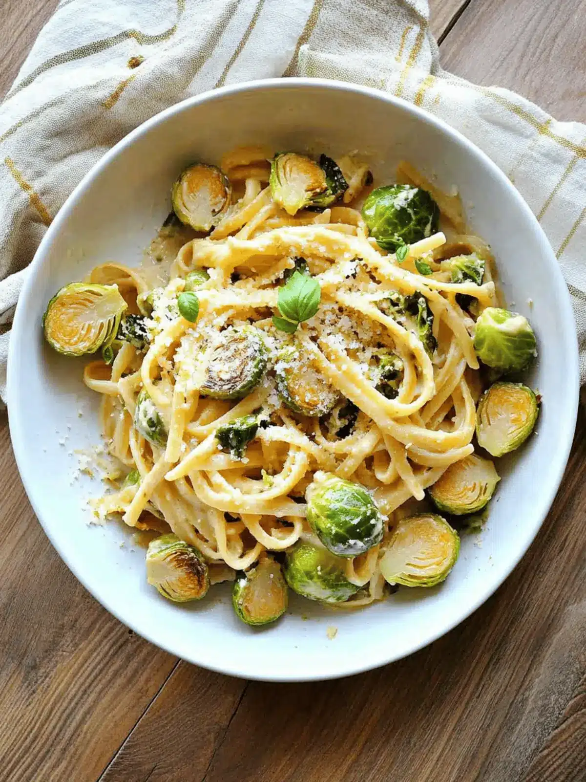 Vegan One Pot Creamy Garlic Brussels Sprouts Pasta