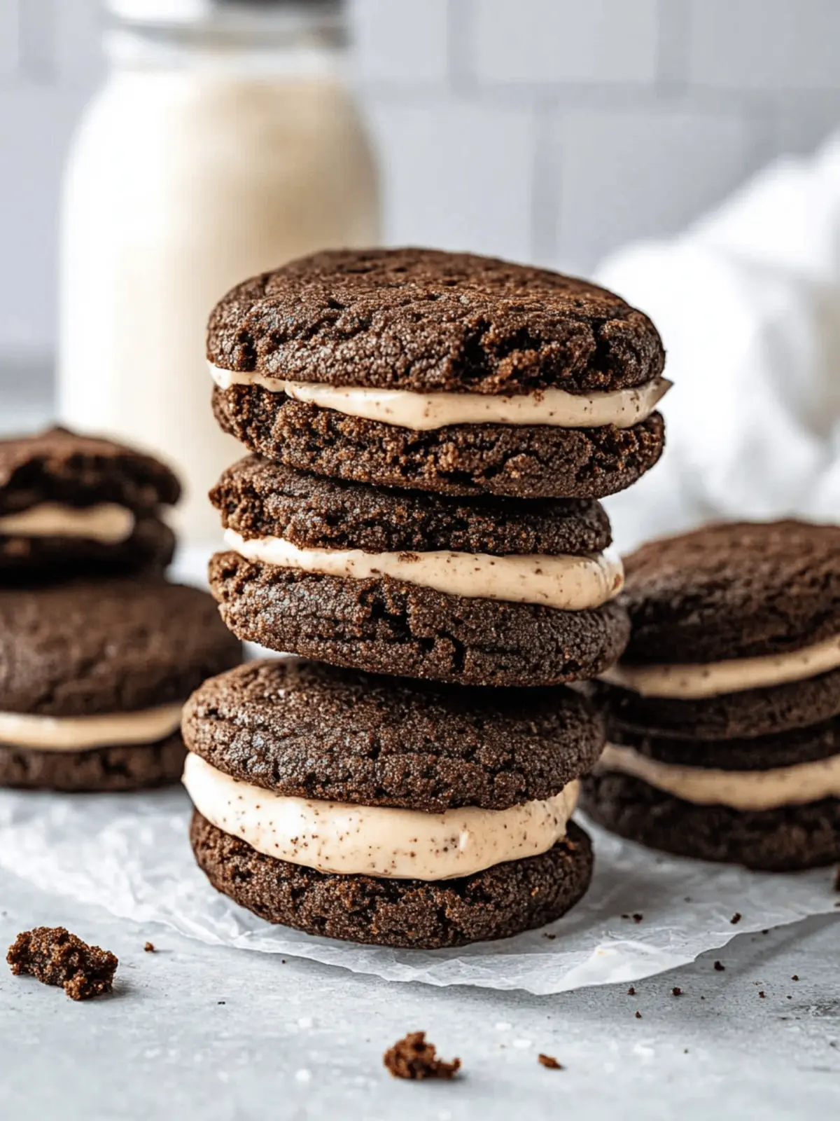 Brownie Sandwich Cookies with Cookie Dough Frosting