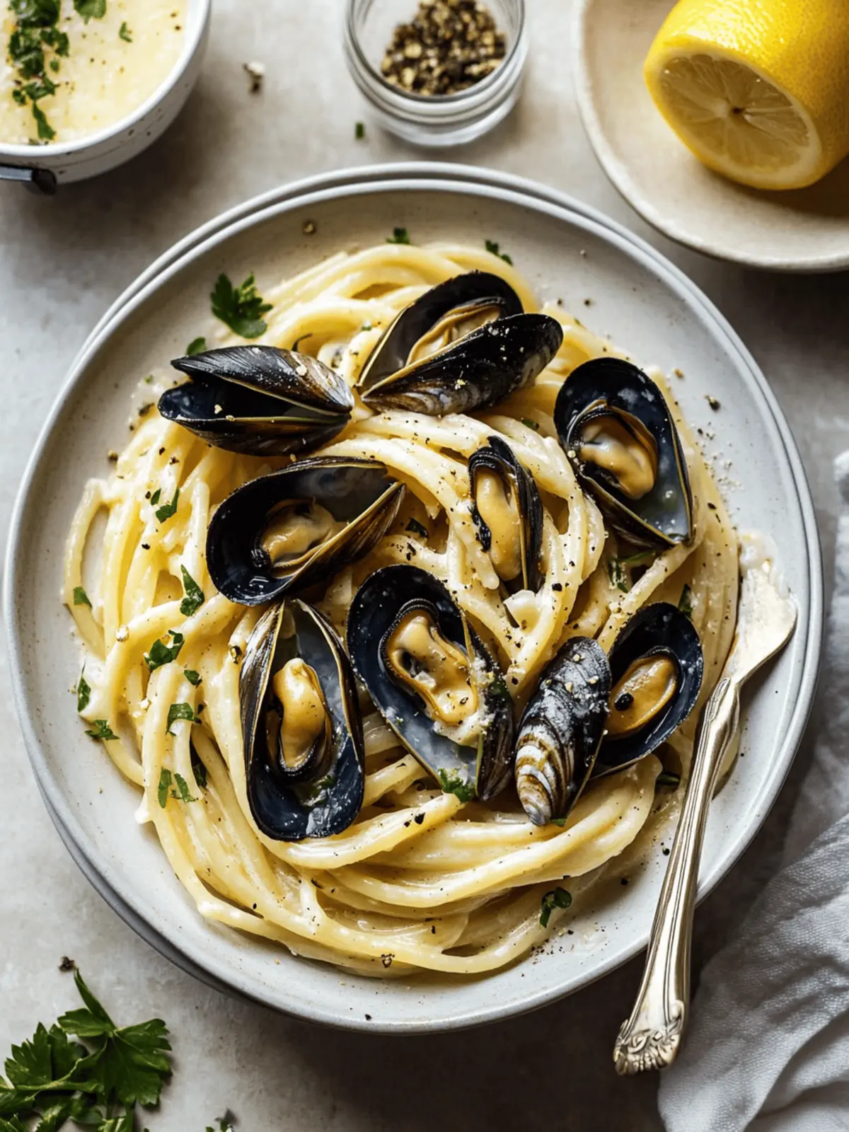 Creamy Avgolemono Mussels With Pasta