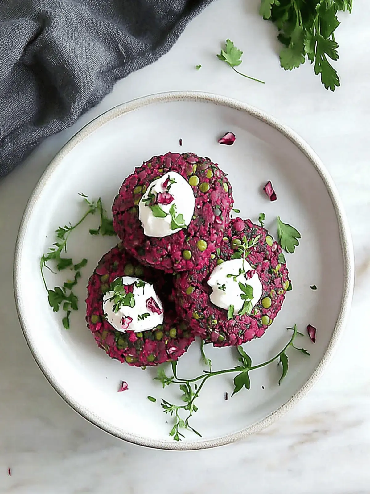 Beet and Green Lentil Cakes