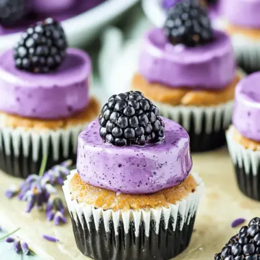 Mini Blackberry Lavender Cheesecakes