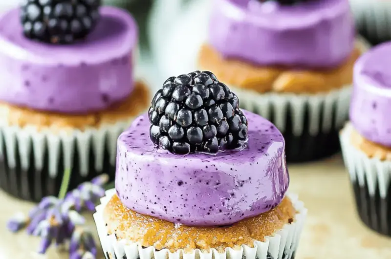 Mini Blackberry Lavender Cheesecakes
