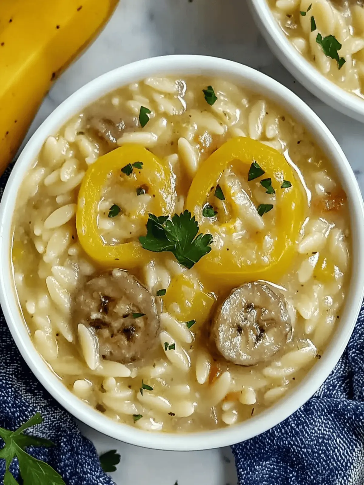 Orzo Stuffed Banana Peppers Soup