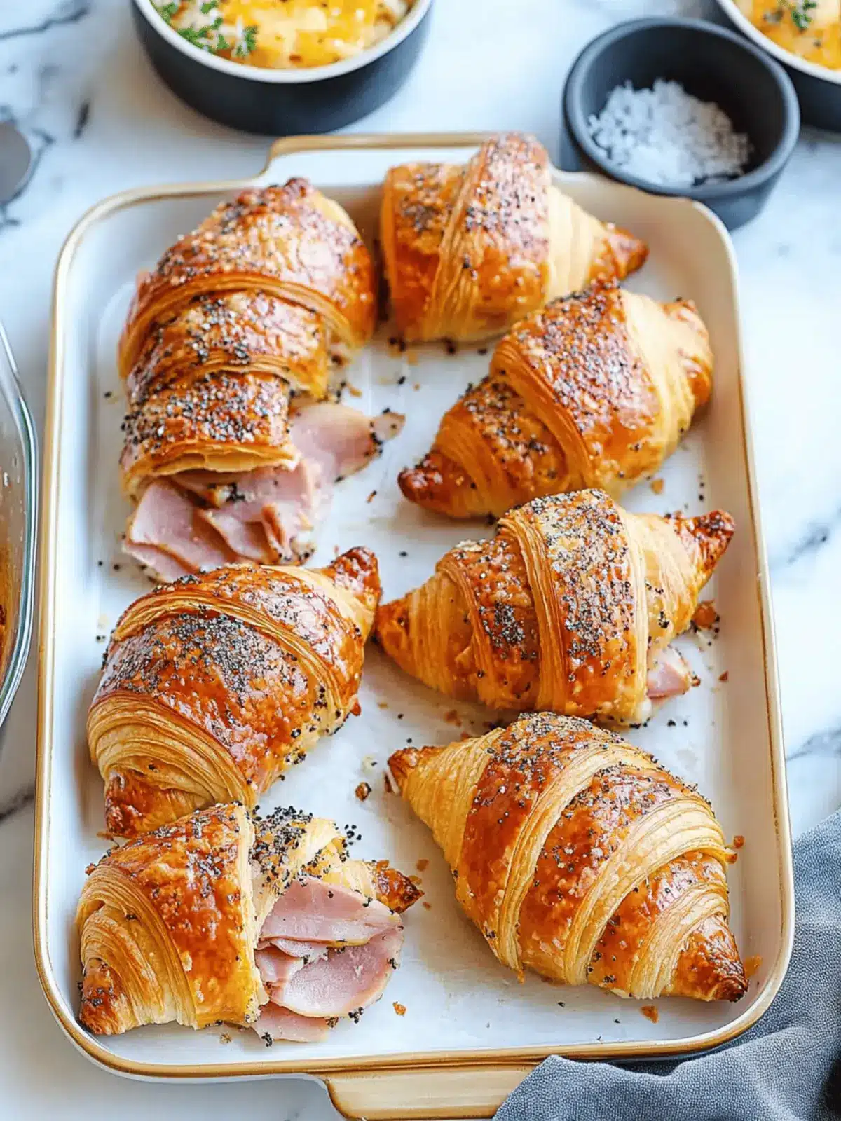 Baked Ham and Cheese Croissants