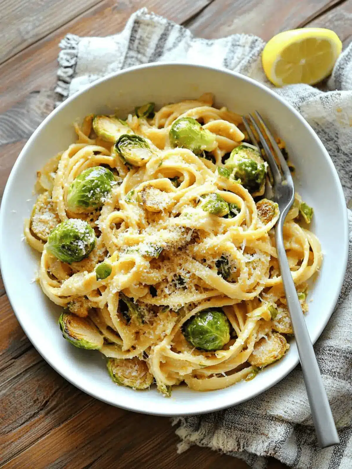 Vegan One Pot Creamy Garlic Brussels Sprouts Pasta