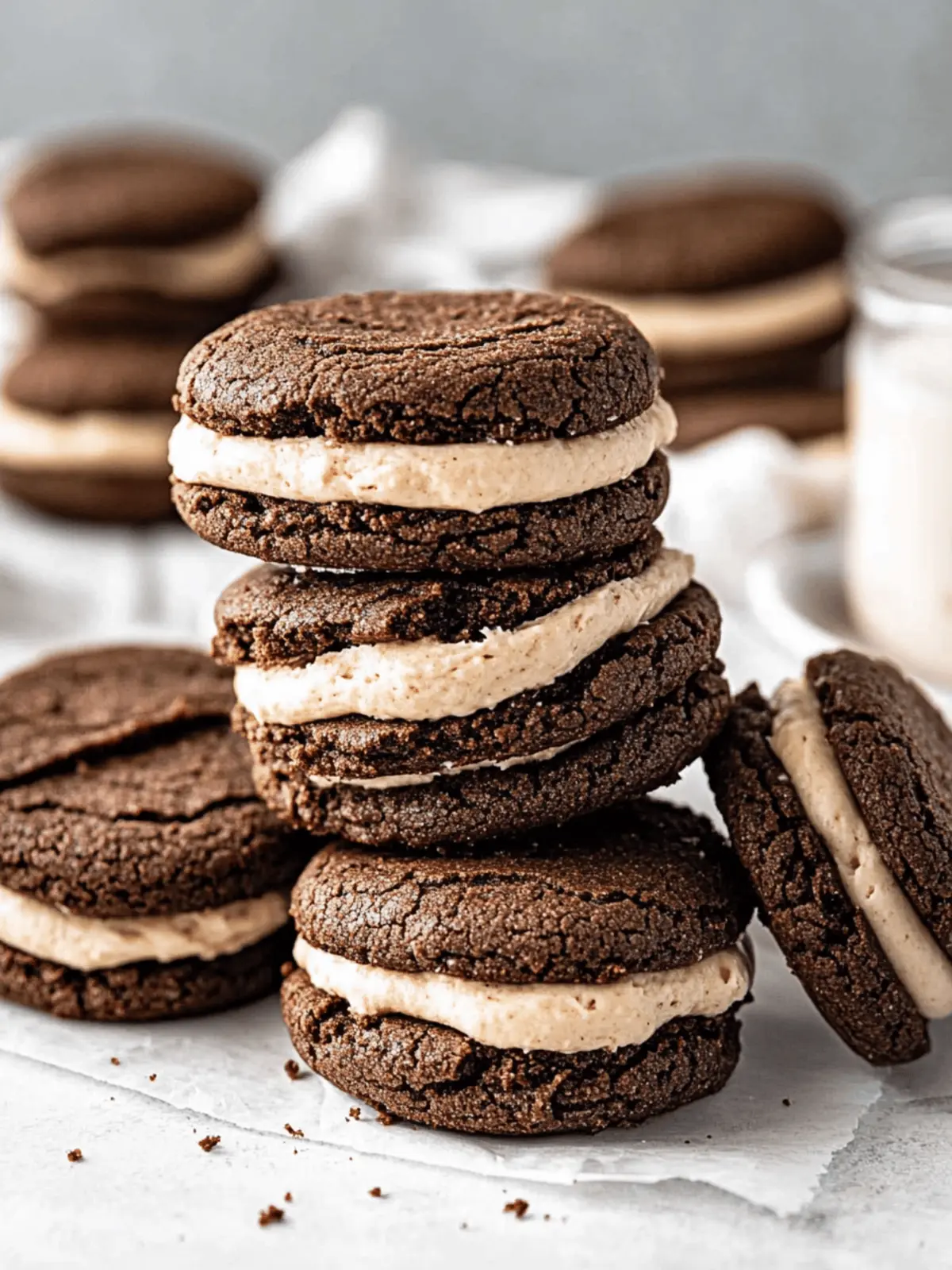 Brownie Sandwich Cookies with Cookie Dough Frosting