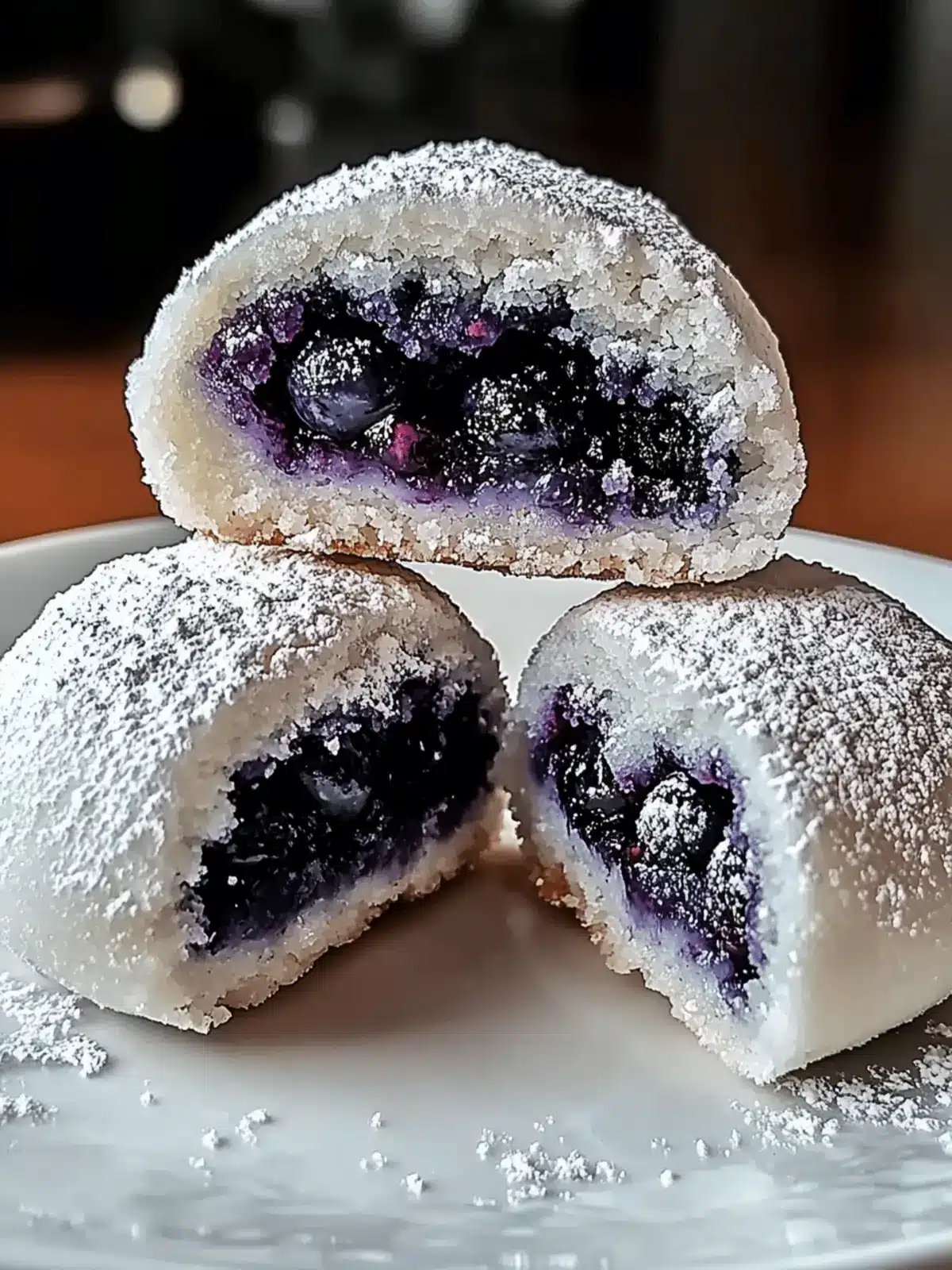 Blueberry-Filled Almond Snowball Cookies