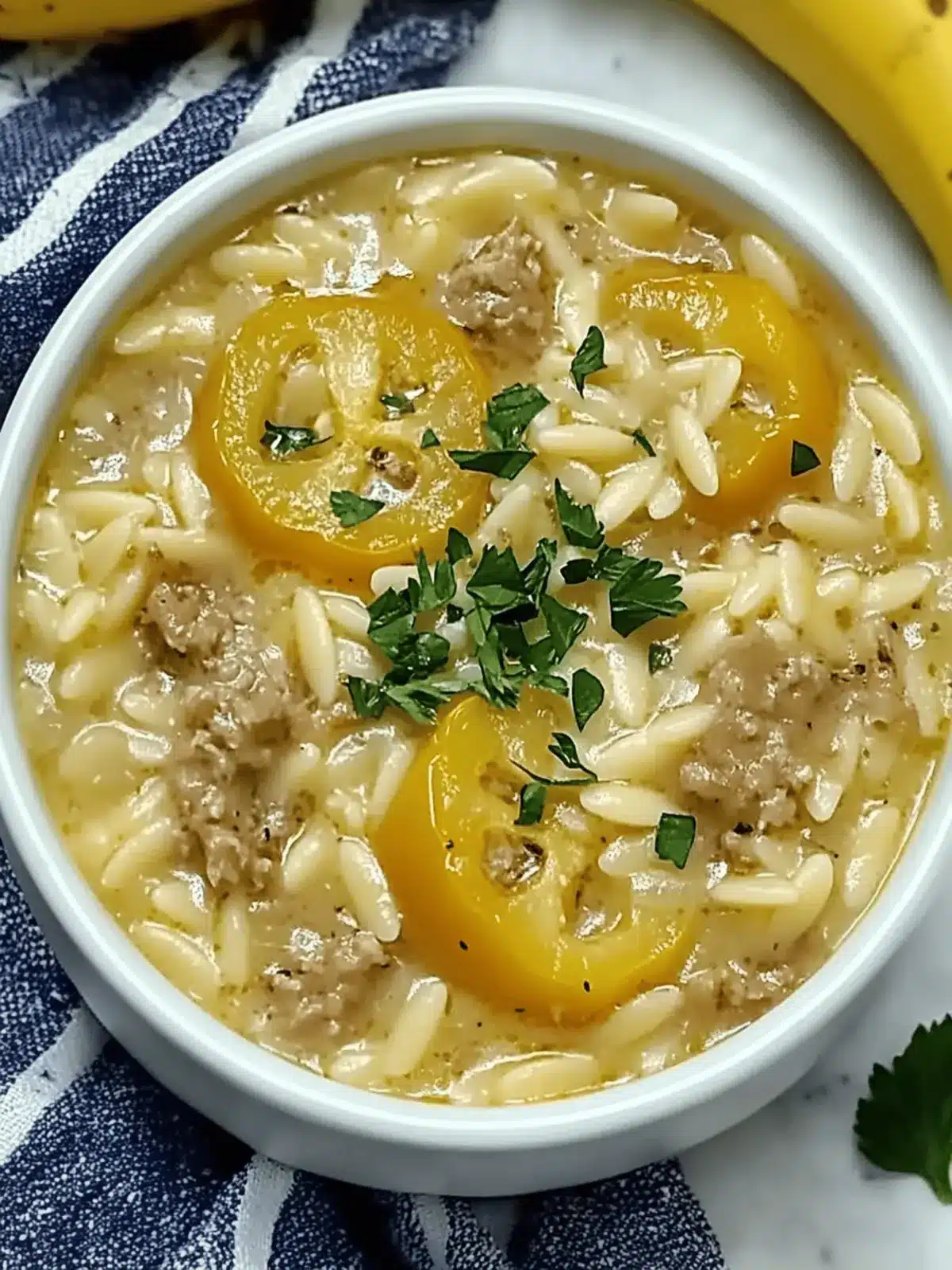 Orzo Stuffed Banana Peppers Soup