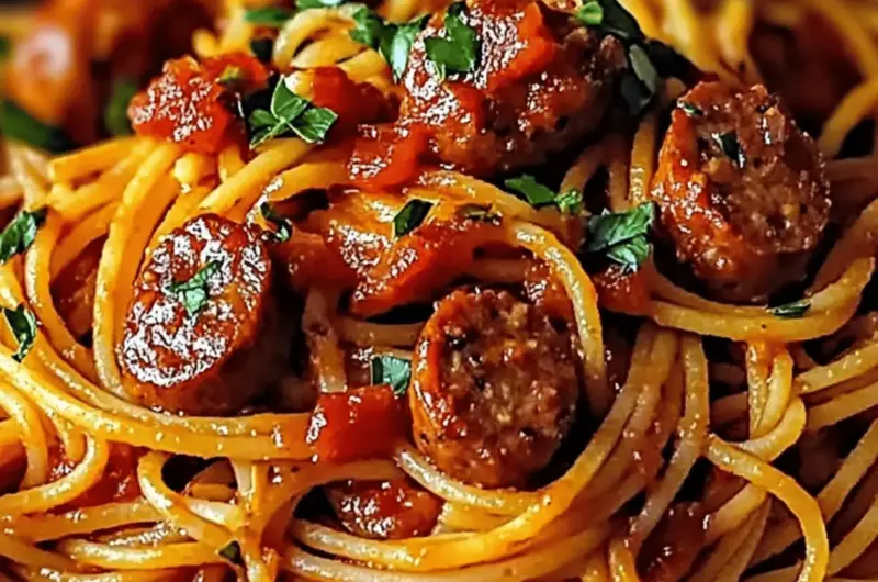 Haitian Spaghetti with Cajun Sausage