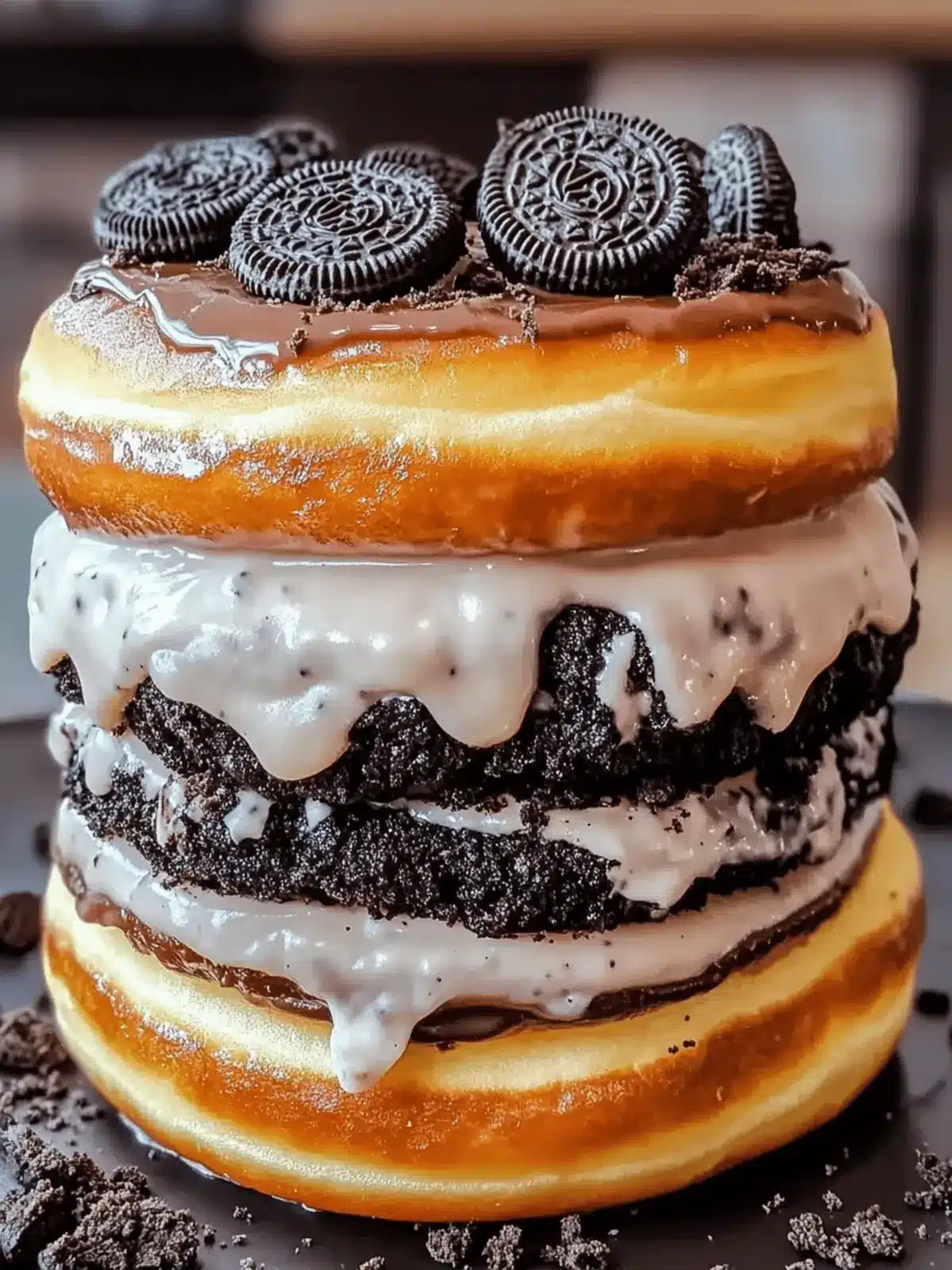 Oreo Cheesecake Stuffed Donut Burger