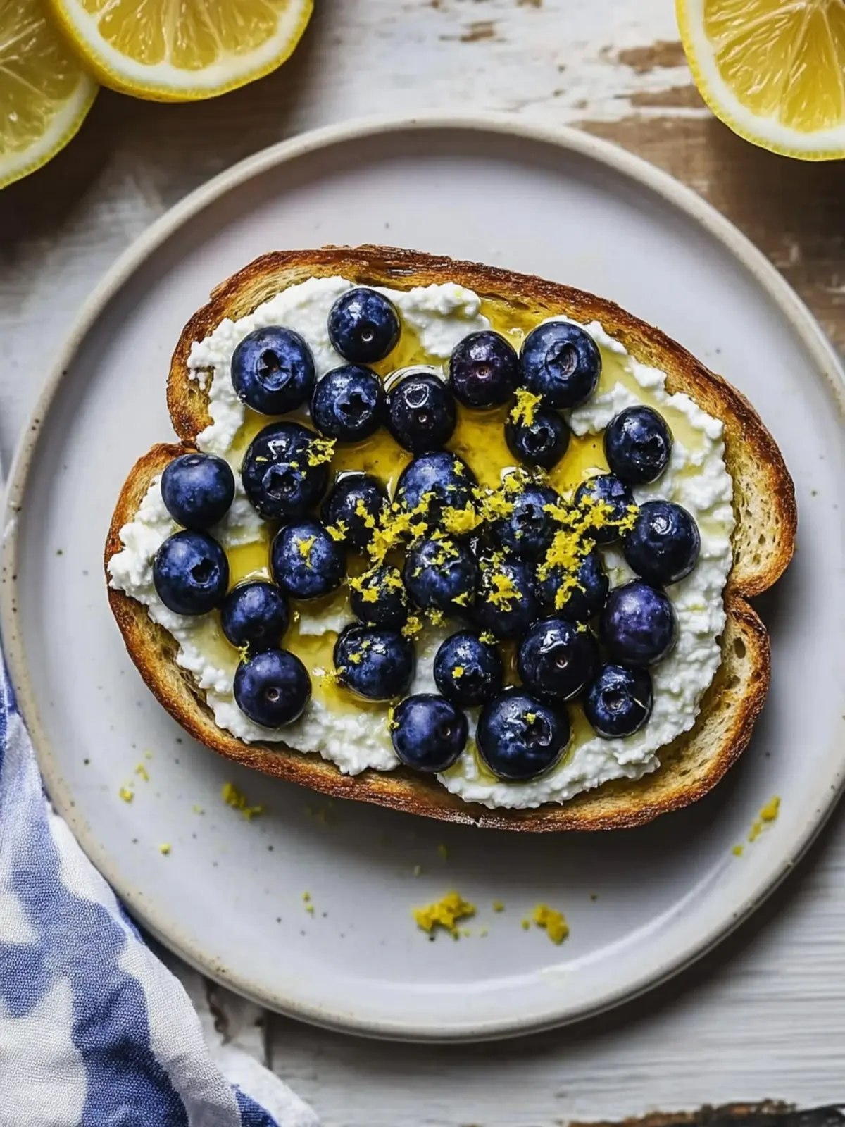 Lemon Blueberry Ricotta Toast With Honey