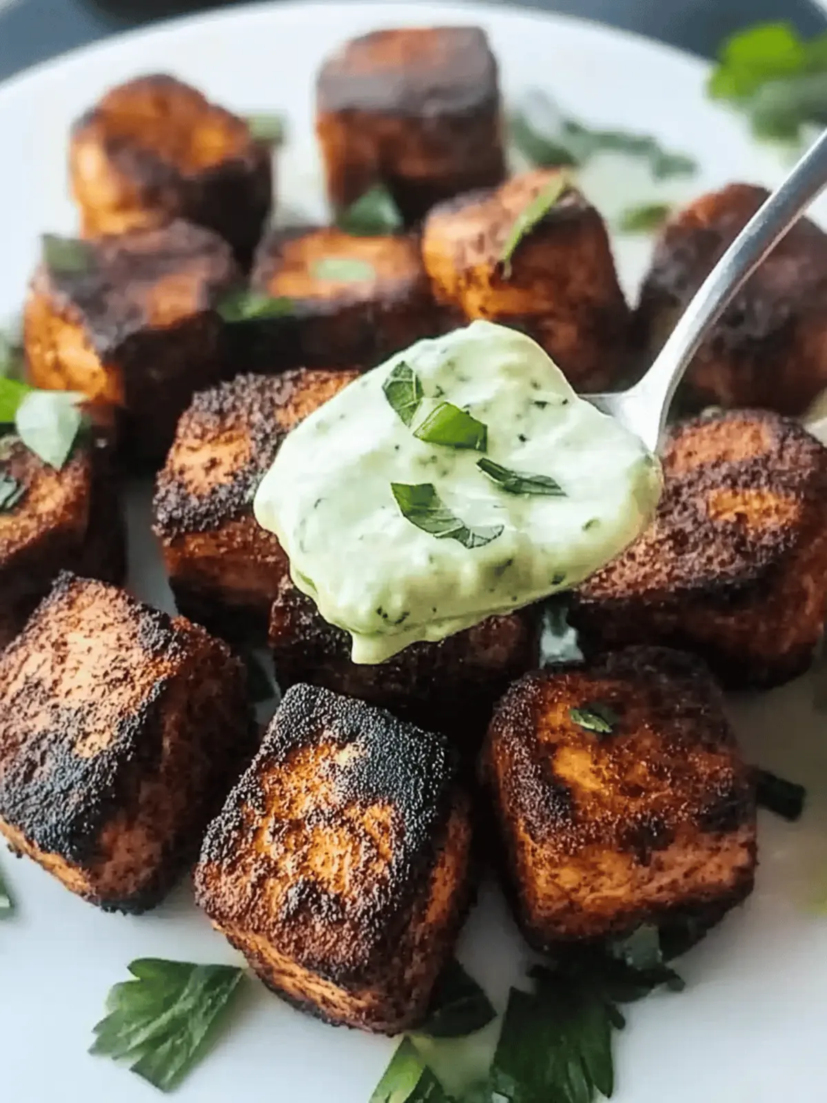 Savor Blackened Tuna Bites with Avocado Cream in Minutes 4 Blackened Tuna Bites with Avocado Cream