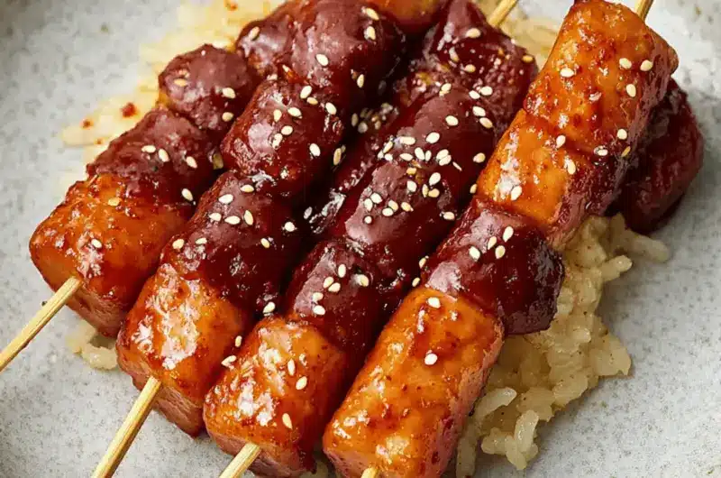 Skewered Korean Rice Cakes with Sausages
