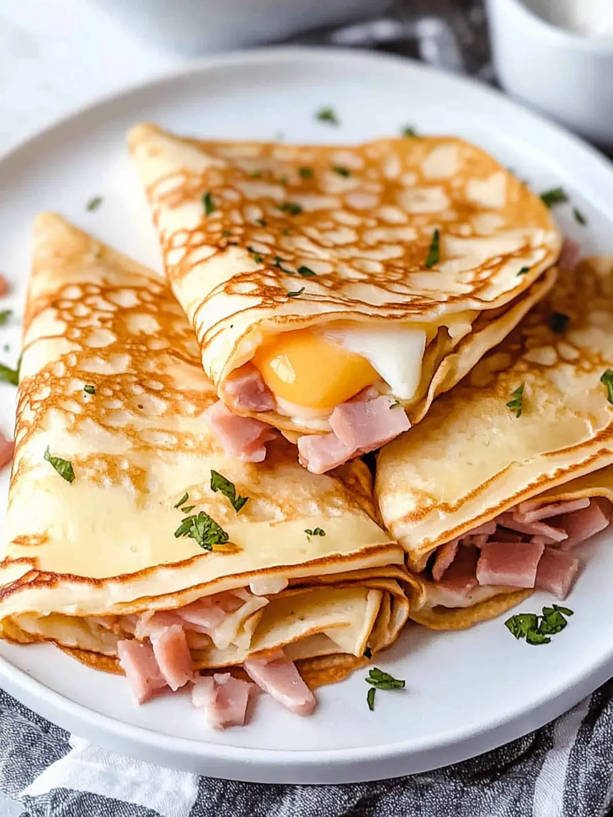 Egg, Ham, and Cheese Crepes