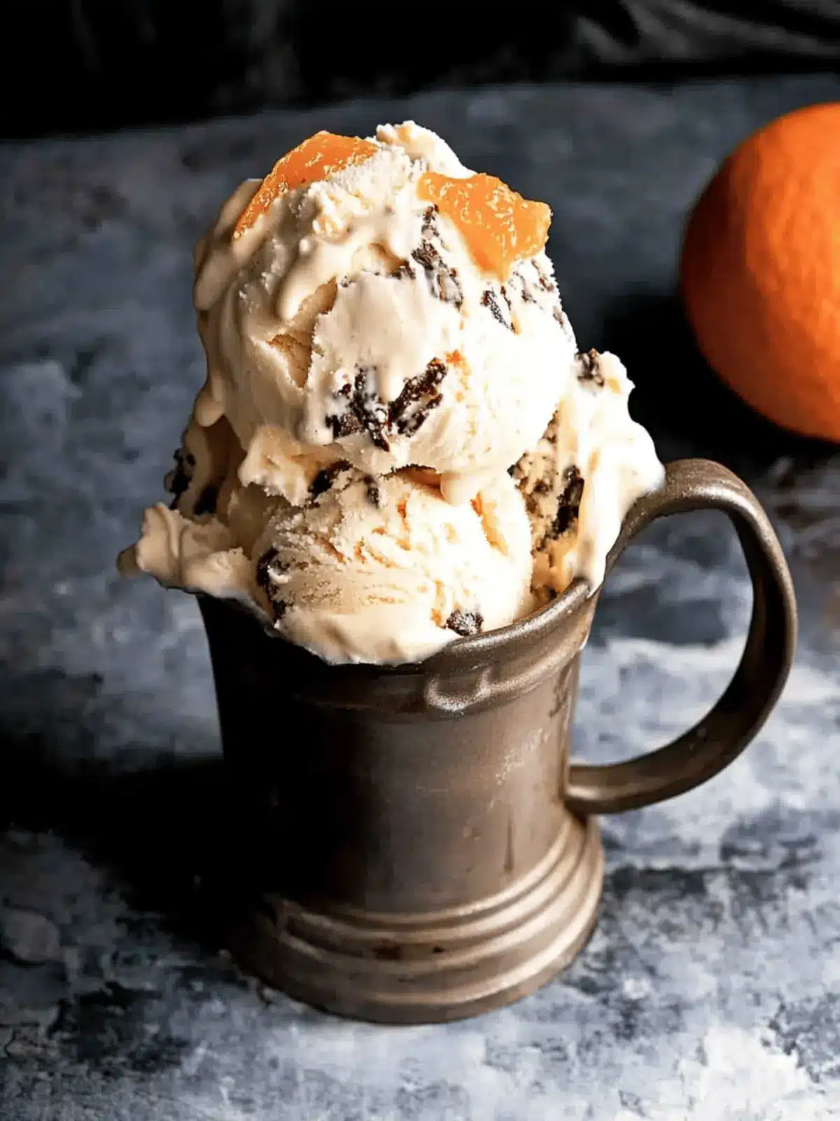 Ricotta Ice Cream with Chocolate and Orange