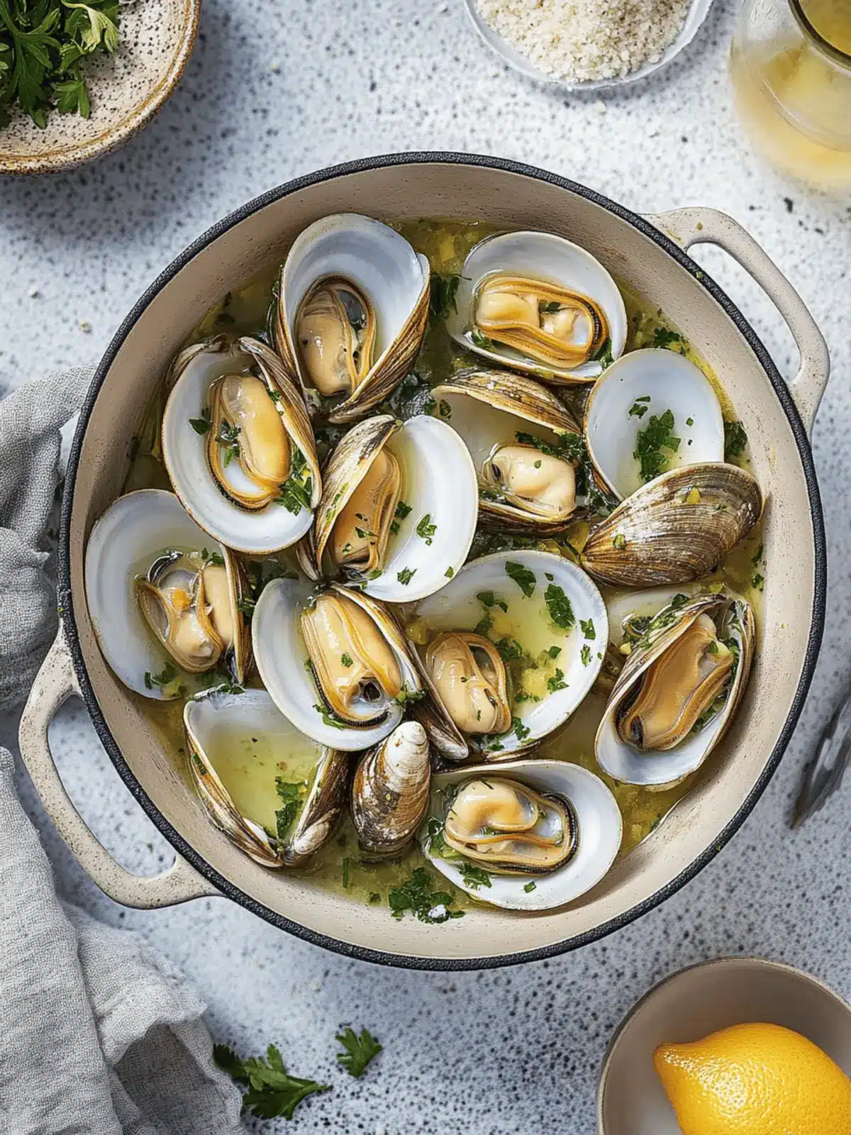 Steamed Clams with White Wine, Garlic and Butter
