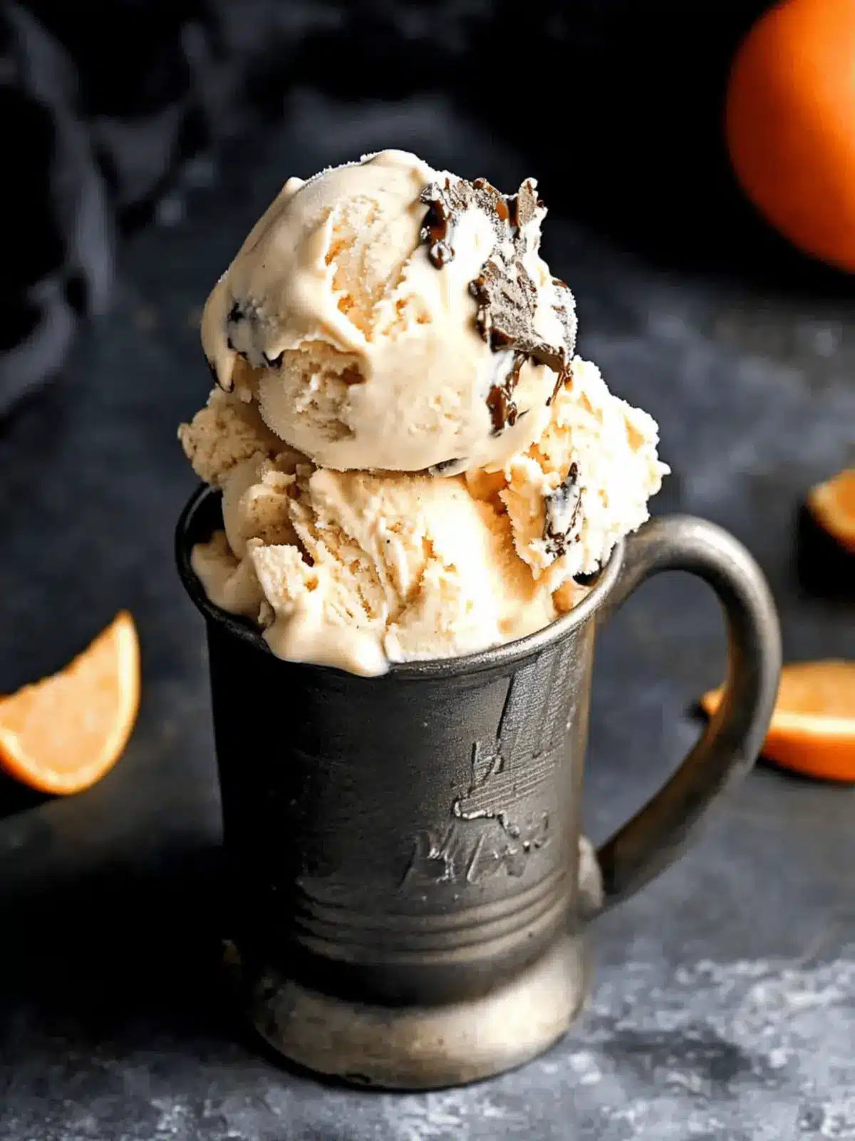 Ricotta Ice Cream with Chocolate and Orange