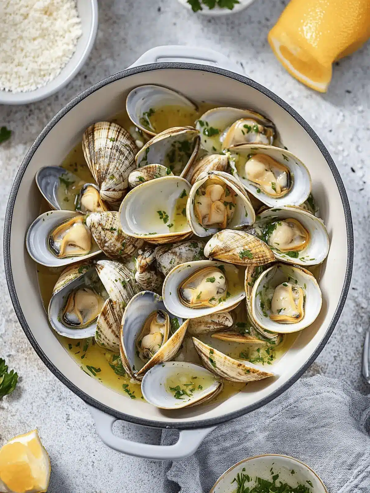 Steamed Clams with White Wine, Garlic and Butter