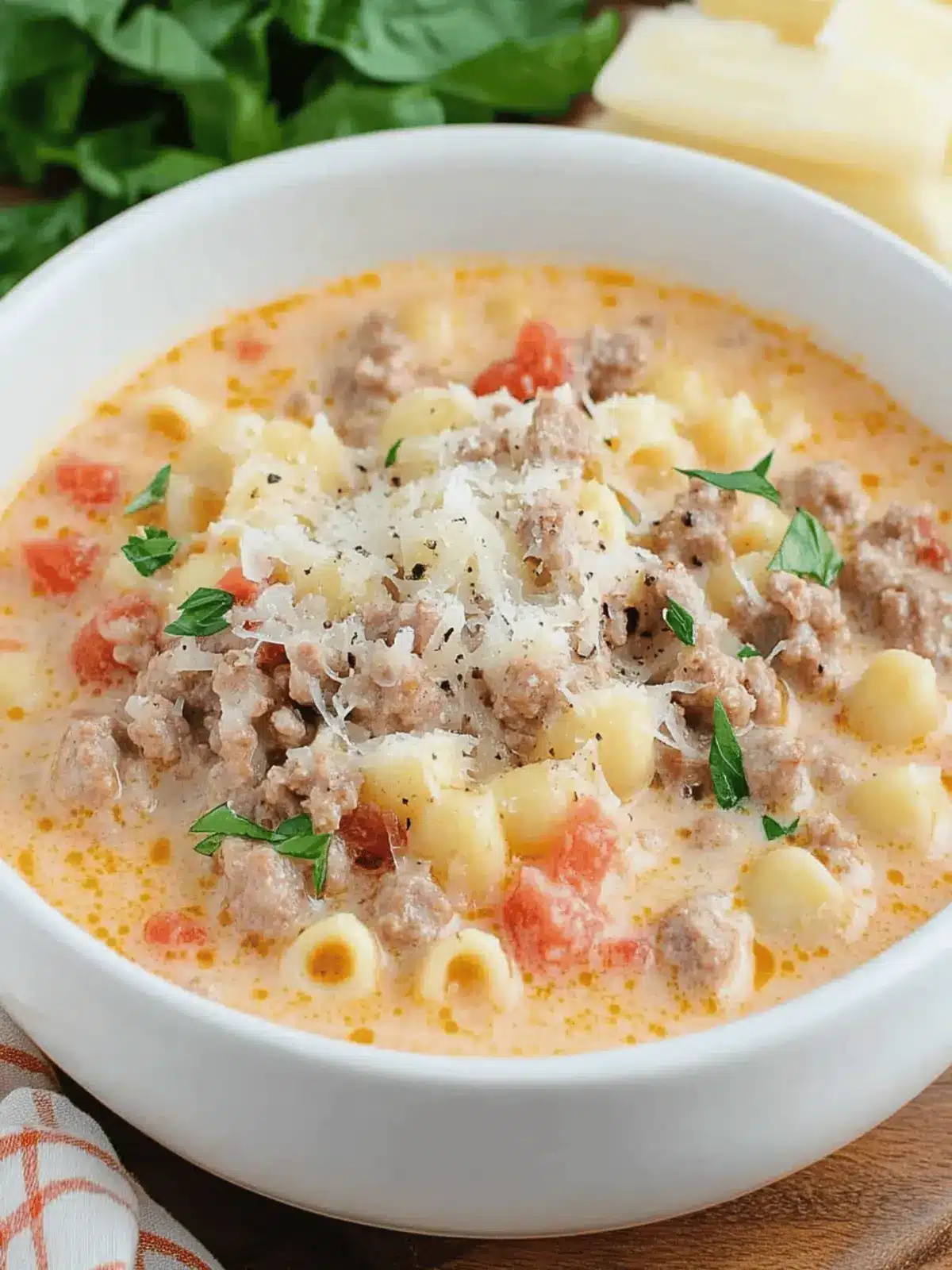 Creamy Parmesan Italian Sausage Soup